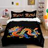 Chinese Dragon Decorative Set Bedding Set With 1 Duvet Cover 2 Pillowcases Single Double King Queen, Gift