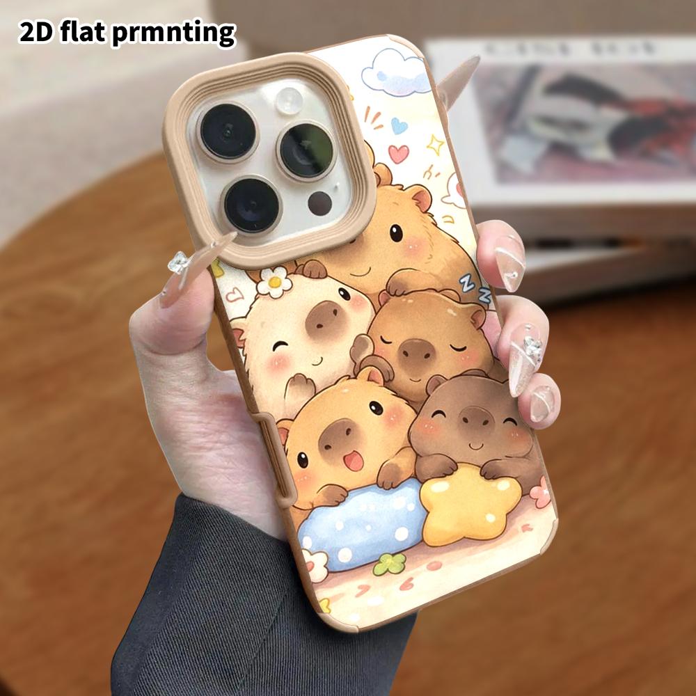 Phone Case: Lambskin 2D Flat Samsung Galaxy A34 A35 M05 M06 S20 S22 S21 FE Plus 5G Protective Case, Stackable Capybara, Christmas and Halloween Gift