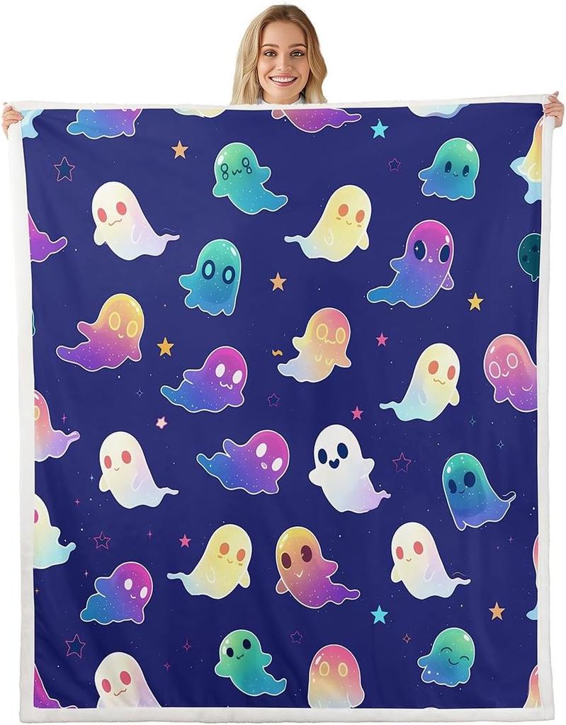 Merry Christmas Fleece Blanket for Kids Boys Girls Xmas Gnome Santa Claus Sherpa Blanket, Happy New Year Blanket Festival Themed