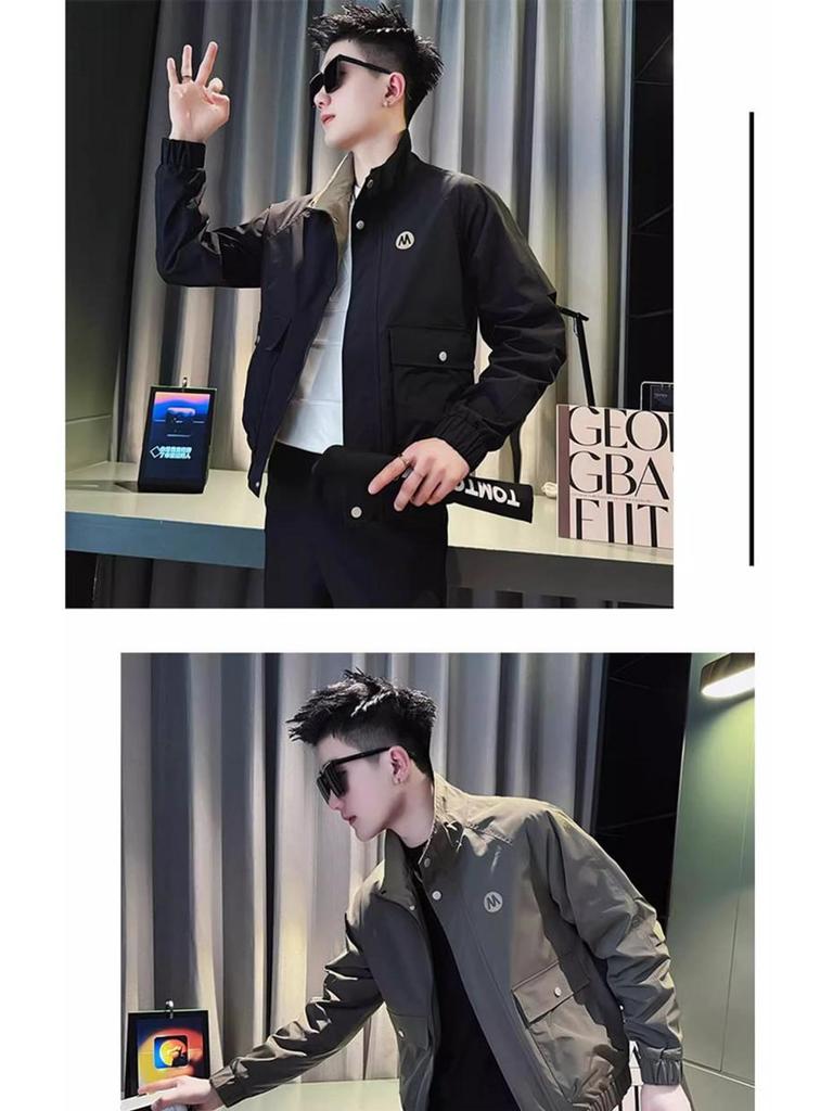 Men's Trendy Stand-Up Collar Workwear Jacket for Spring and Autumn