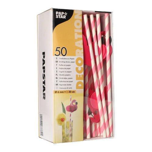 Paper Straws "Flamingo" 6/200 Mm 50 Pcs.