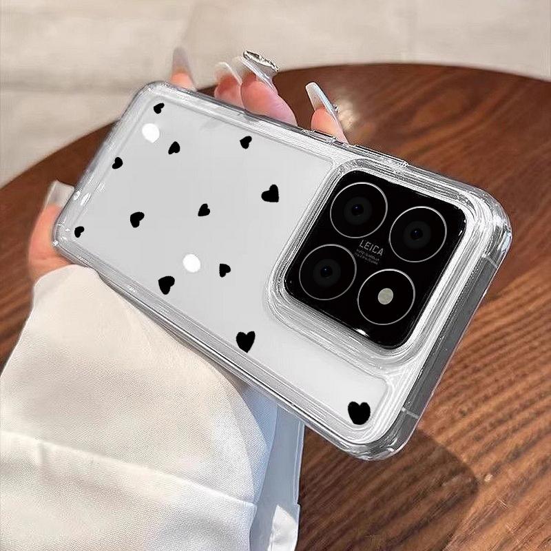 Love Heart Clear Phone Cover For Xiaomi 13T 11T Pro Poco X6 X5 Pro Redmi Note 13 12 11 Pro Shockproof Soft Silicone Slim Case