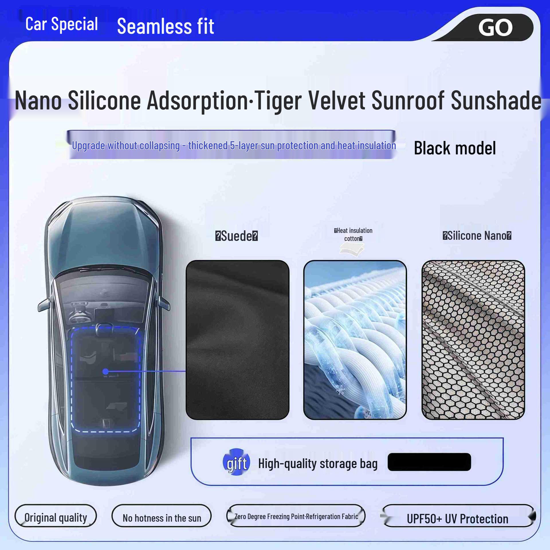 

Sunshade for Weima EX5/W6/E.5 Sunroof - Suede Flocking, Electrostatic Adsorption, Sun Protection, Heat Insulation. Contact for Model/Year
