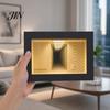 Double-layer Mirror Frame Wooden Backrooms Style Night Light, Infinite Effect Tabletop Lamp, Matte Black Photo Box Dustproof Ambient Light Box,