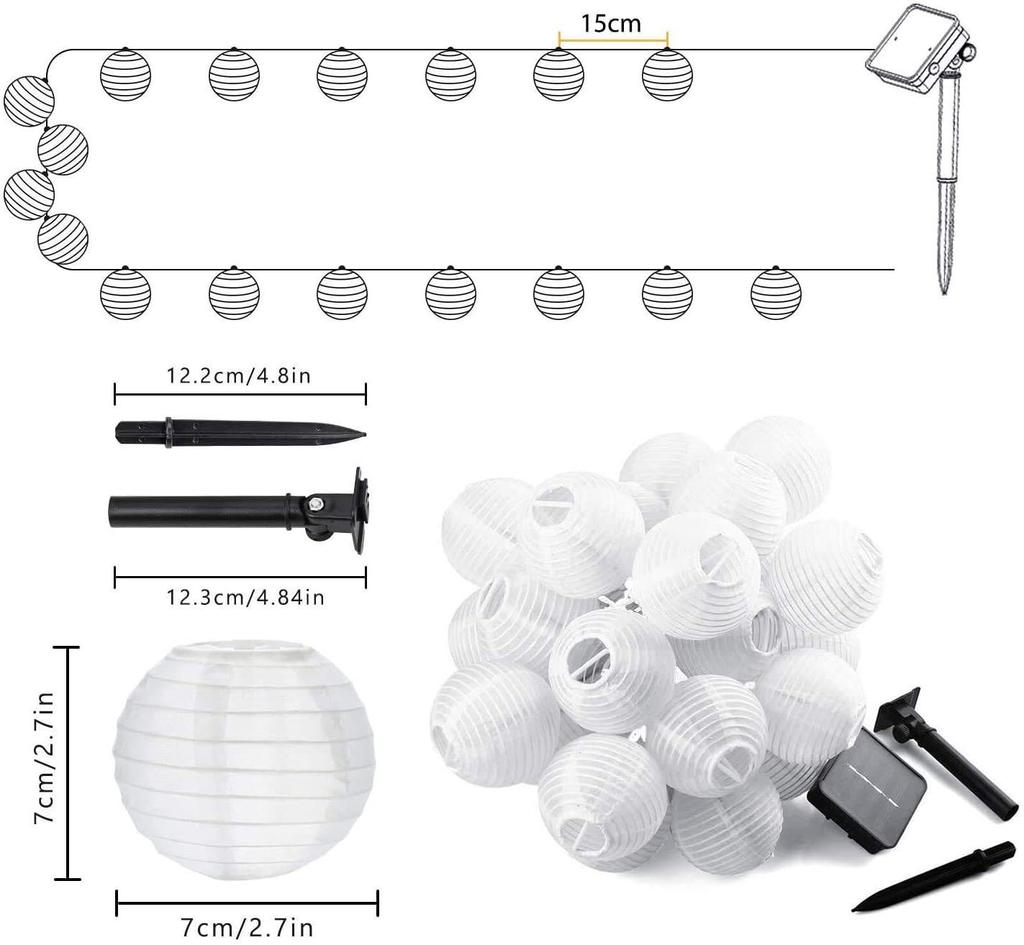 6.5M 30LED Waterproof Lantern Solar String Fairy Light Outdoor Solar Patio Lamp Christmas Garland for Wedding Party Garden Decor