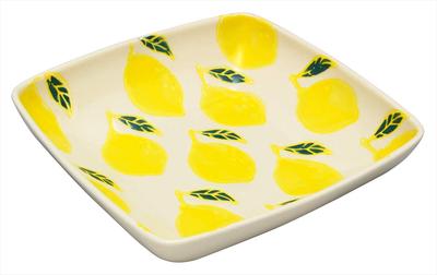 Hasami Ware Kikusho Kiln Fruit Square Bowl, Approx. 17cm, Lemon