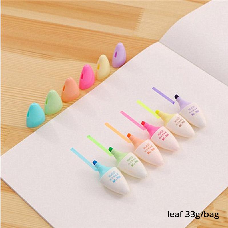 6pcs/bag Highlighter Colored Marker Pens Creative Design PaintingGraffitiMarker Highlighters for School Six Colors Stationery
