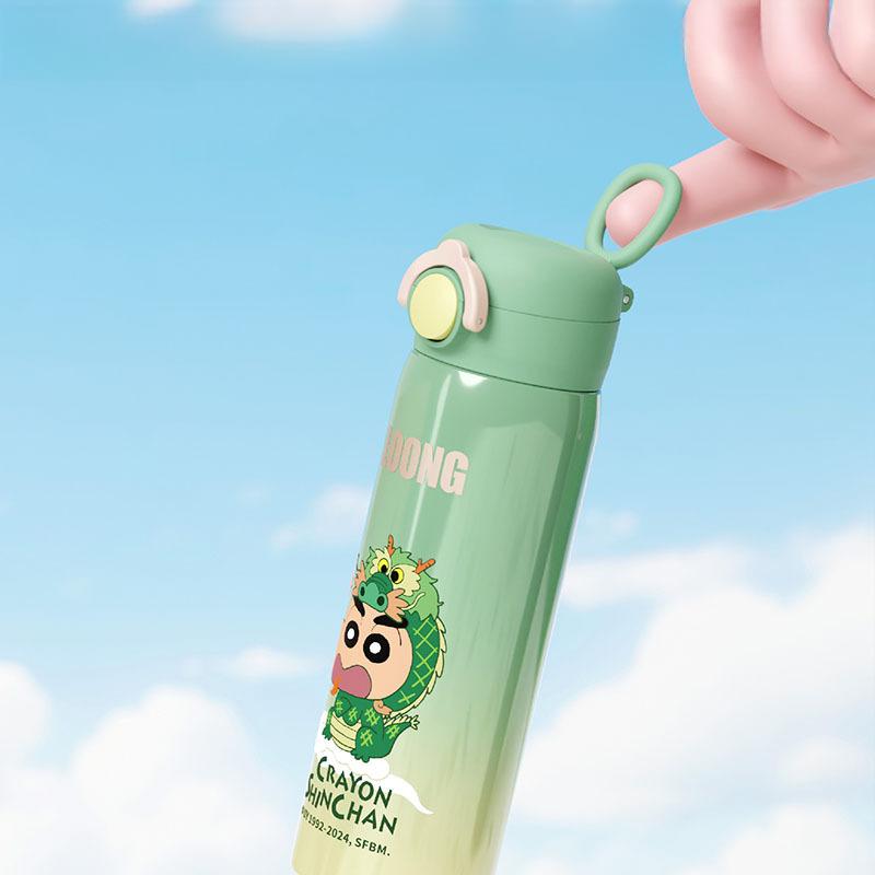 500ML Crayon Shin-chan Children's Magic Thermos Cup Portable Handle Stainless Steel Water Cup Outdoor Sports Travel Kettle