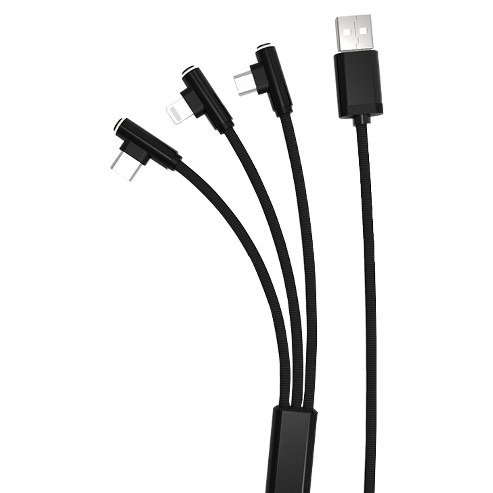 

3 в 1 2.4A быстрая зарядка USB Type C на USB C / 8-контактный кабель для передачи данных нейлоновый плетеный кабель для мобильного телефона