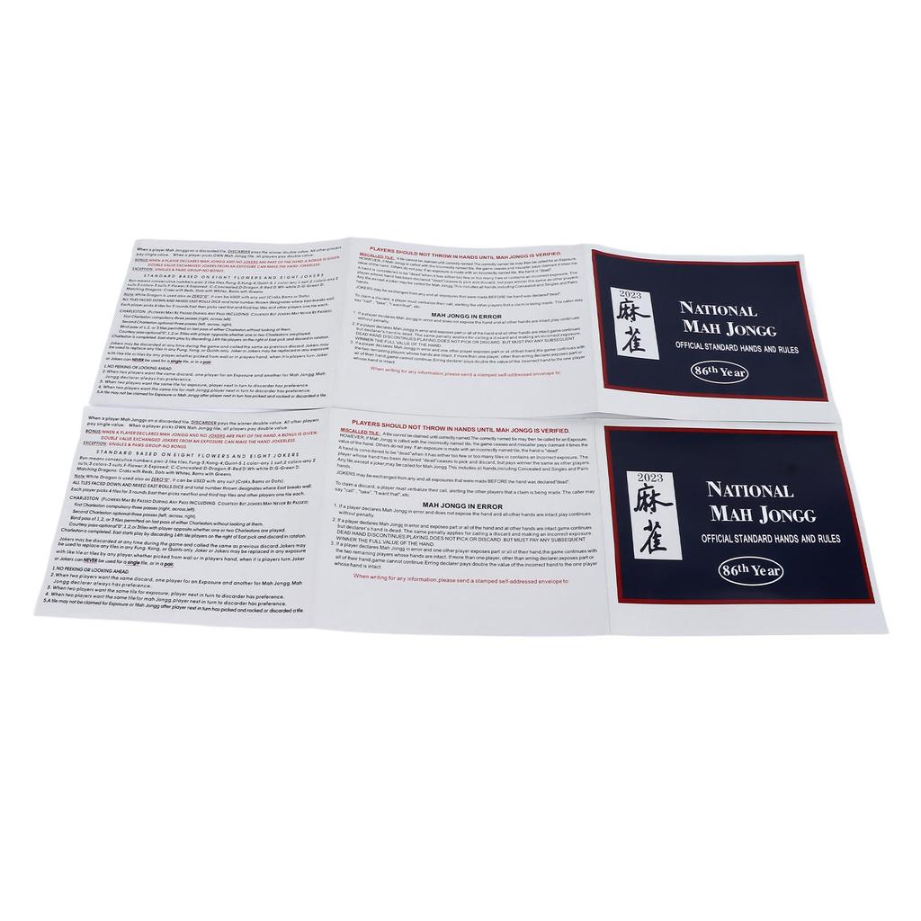2 Pcs 2023 Mah Jongg Rules Cards National Official League MahJong Score Cards Clear Print for Gift