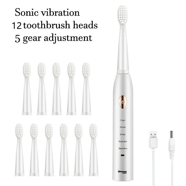 Electric Toothbrush For Rechargeable Tooth Brushes Washable Electronic Whitening Teeth Brush Timer Brush Whit Replace Clean Head
