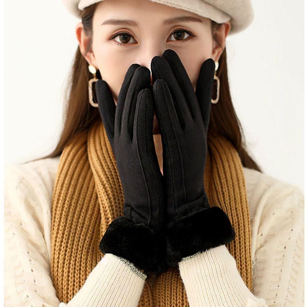 Soft Winter Gloves Thick Women Mittens Cute Plush Gloves  Outdoor