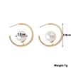New Pearl Stud Earrings for Women Gold Metal C-shaped Round Earrings Semicircular Hollow Geometric Statement brincos