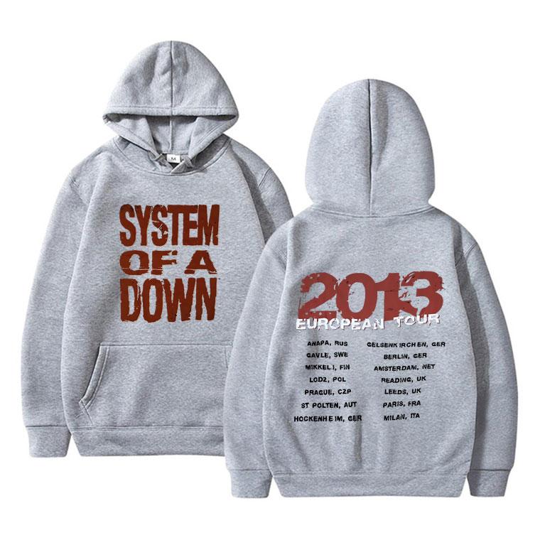 Limitiertes Rock Band System of A Down Europa-Tour 2013 Print Hoodie Herrenmode Sweatshirt Männer Vintage Alternative Metal Hoodies