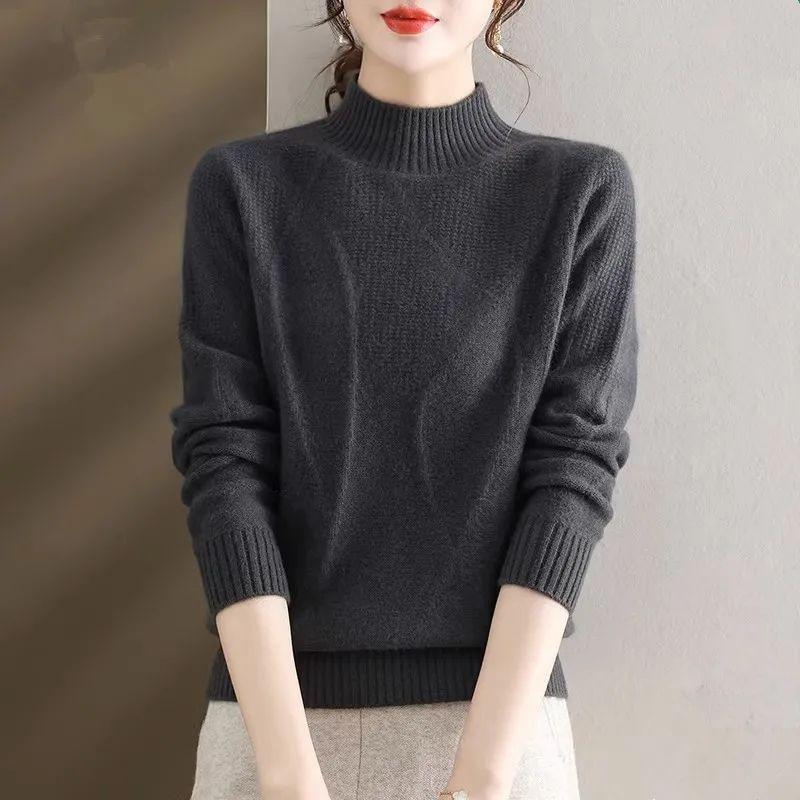 Elegant High Neck Sweater: Cozy & Chic, Perfect Warm Knit Top for Women - Versatile Solid Color, Ideal for Fall/Winter