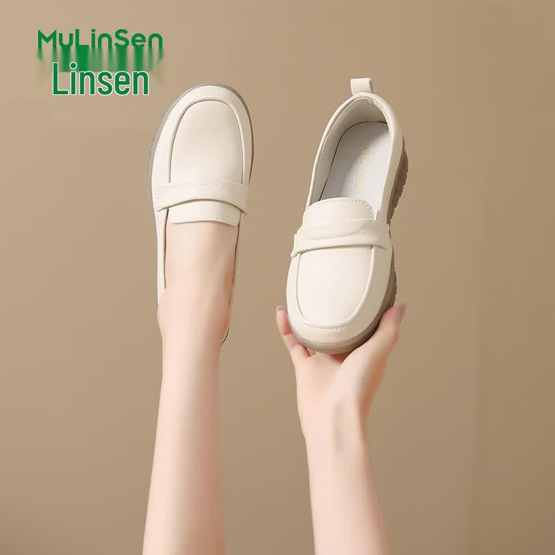 Mulin Sen Women s Versatile Comfort Slip-On Loafers 36 бежевый