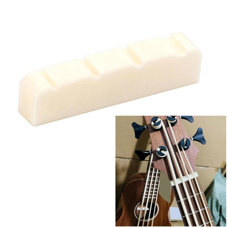 Flat Bottom Slotted Bass Bone Nut Up Saddle Modern Style Electric Bass 4 String PreSlotted Nut Replacement Parts