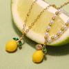 Nivora Resin Fruit Lemon Pendant Necklace For Women Imitation Zircon Stainless Steel Zircon Handmade Strand Beads Choker Zircon