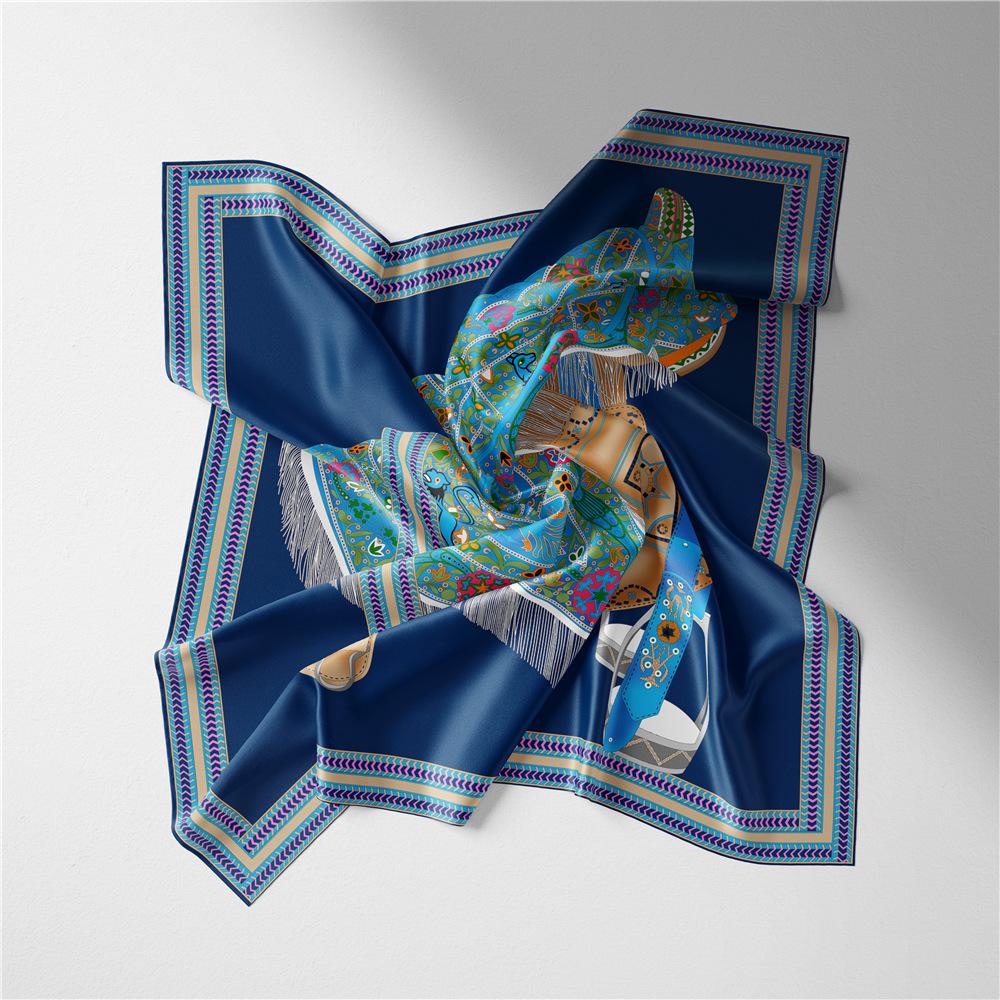 53cm Brand Scarf Women Silk Scarf Hijab Square Scarves Fashion Bandana Headband Horse Neckerchief For Ladies