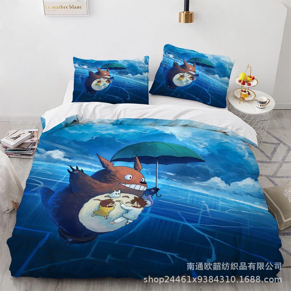 Luxuriöse Mein Nachbar Totoro Bettbezüge Kinder Cartoon Bettwäsche Set Bettdeckenbezug Einzelbett Doppelbett Schlafzimmer Bett Dekor für Teenager Beste Geschenke