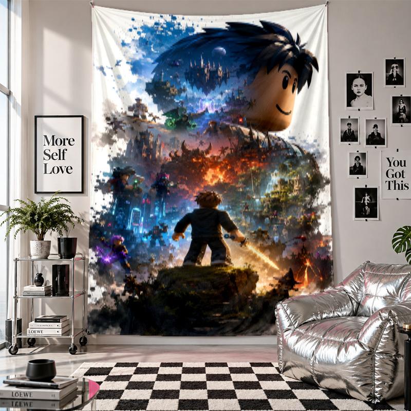 Wall TapestryRoblox Art Hanging Cloth Decorative Background Cover for Room Decoration