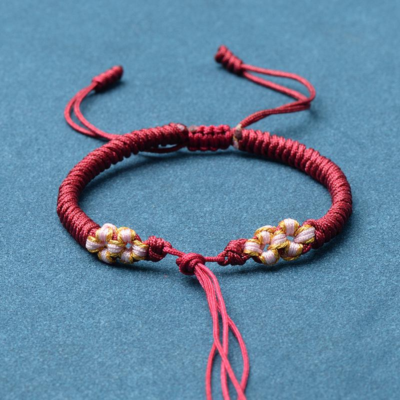 Ręcznie robiona tkana bransoletka z węzłem brzoskwiniowym na sznurku - DIY Szczęśliwy jadeitowy sznurek pleciony ręcznie w stylu chińskim