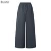 ZANZEA Pantaloni lunghi larghi larghi in vita elastica casual da donna