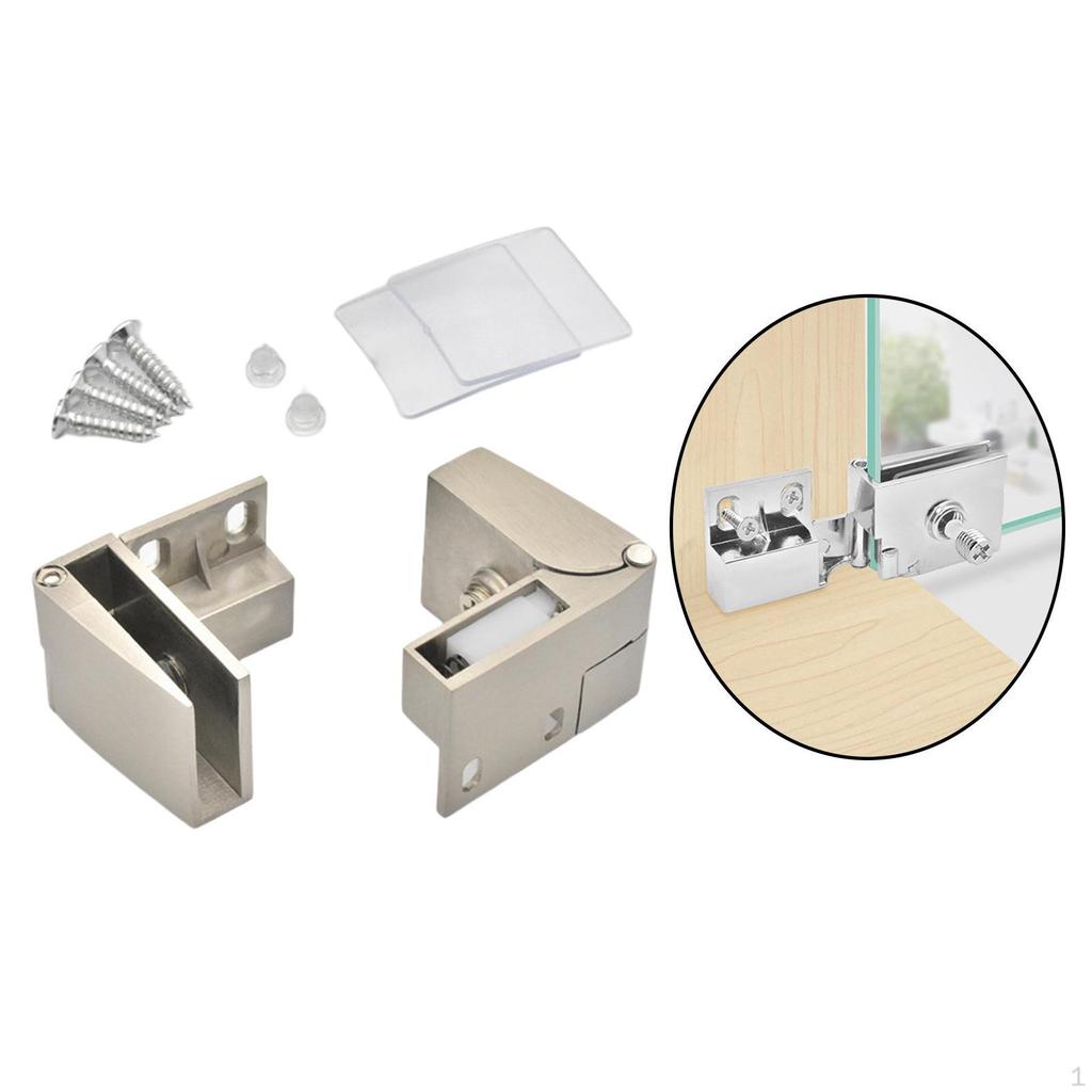Glass Door Hinge Display Zinc Alloy with Screws Mounted Closer for Cupboard Wardrobe Replacement