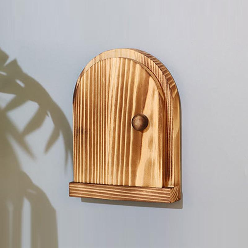 Fairy Cottage Wooden Miniature Dollhouse The Elf'S Fairy Door Mini Doors For Outdoor Yard Garden Elf Craft Decoration