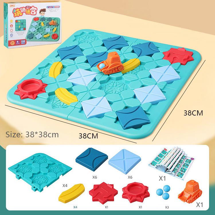 Kids Educational Logic Car Track Puzzle Toy Road Builder Checkpoint Challenge Board Game Interactive Family Maze Game Toys Gift