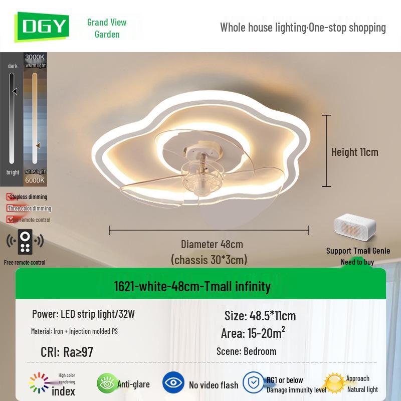 Modern Smart Ceiling Fan Light for Bedrooms, Restaurants & Children's Rooms - Cloud Design L263