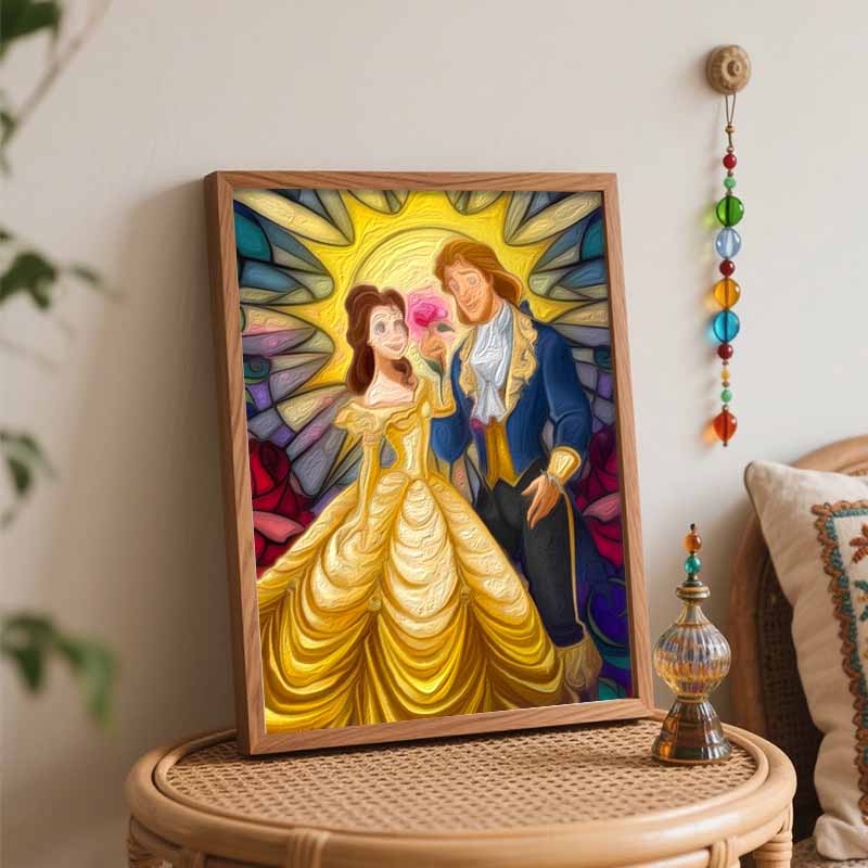 Disney Beauty and the Beast Oil Paint Digital Painting Art Kit Handmade DIY Painting Kit Home Decor