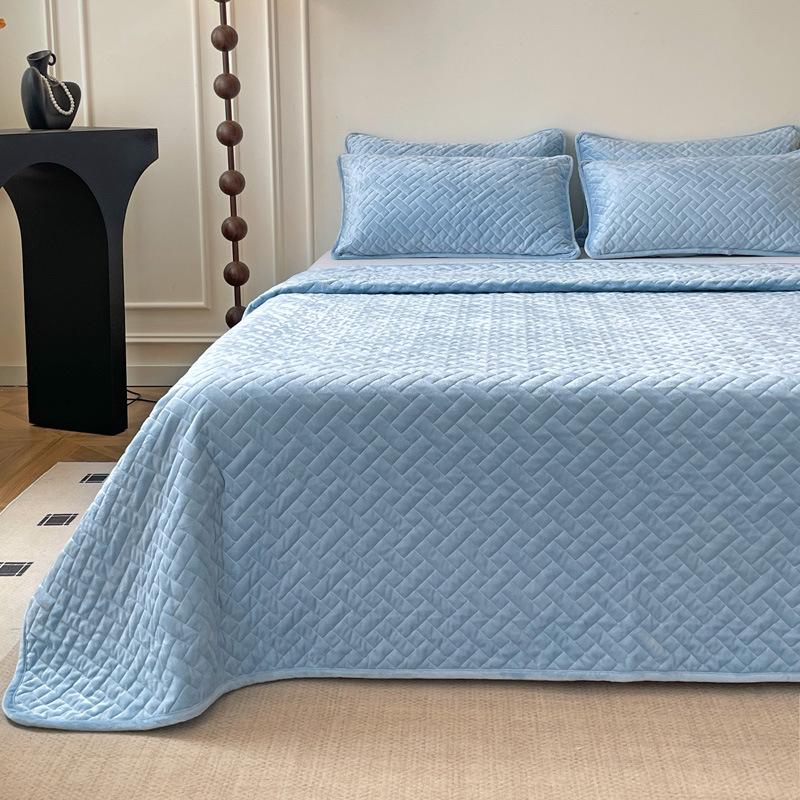 Crystal fleece padded cotton single bed cover cotton fleece dust cover double-sided use soft and comfortable tatami kang cover three-piece set