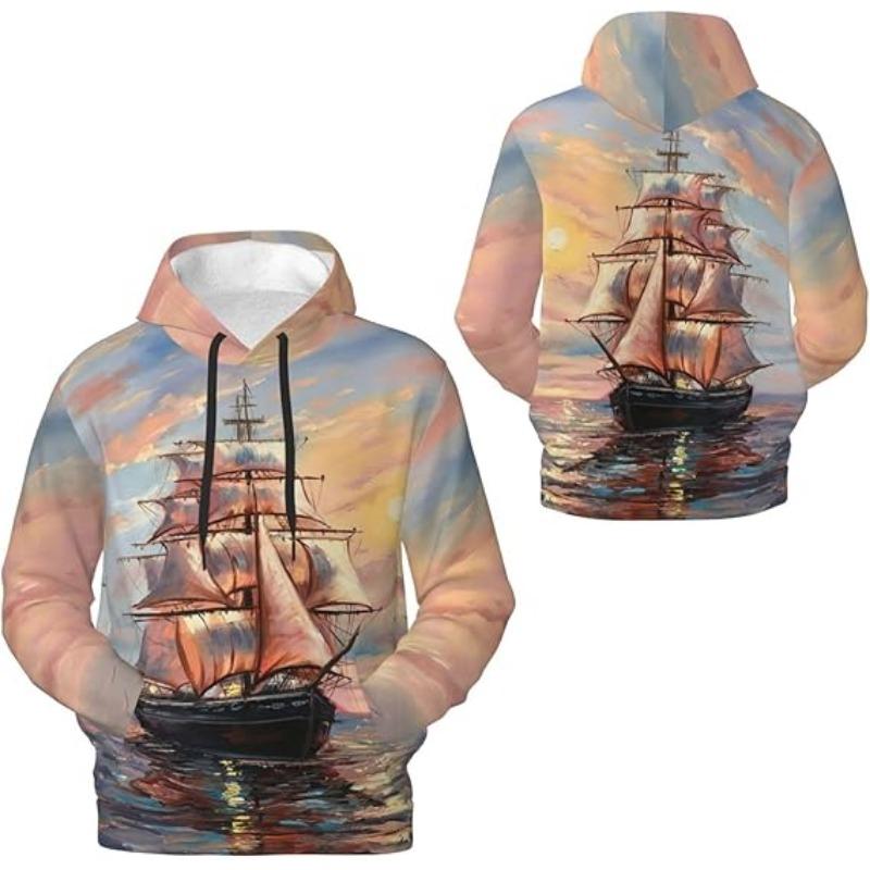 Fashionable Men's Hooded Sweatshirt Thicker Hooded Sweatshirt 3D Printed Men's Pattern Crewneck Hooded Sweatshirt with Pockets