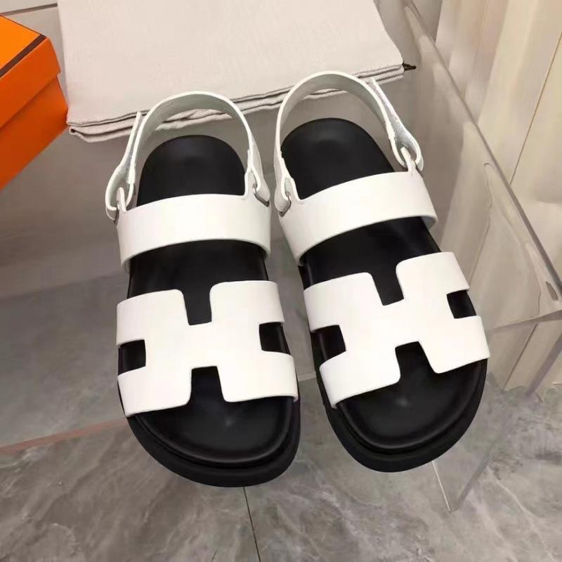 Cross-border foreign trade large size Velcro sandals women's 2024 summer new one-word buckle belt casual wear Roman sandals