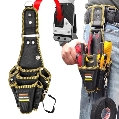 Laxewzul Waist Bag, Nail Pouch with Detachable Tool Holder, Tool Organizer, Accessory Organizer, Waterproof, Durable, Lightweight Nylon Material, Belt