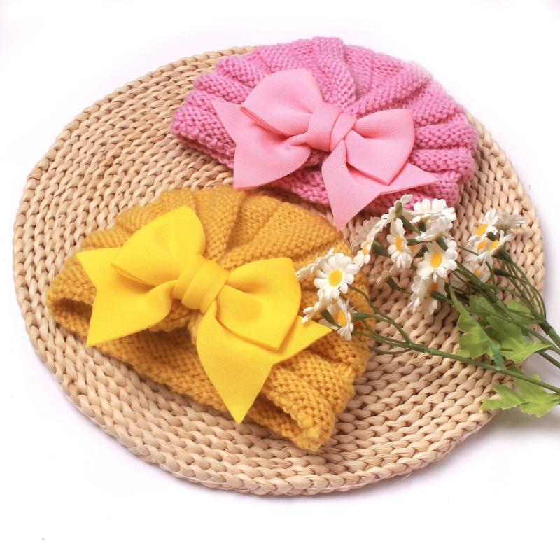 Autumn and Winter Children's Warm Knitted Hat, Baby Bow Indian Hat, Baby Wool Hat