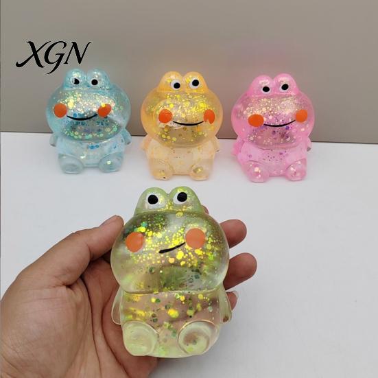 TPR Stress Ball 5Pcs Glitter Animal Sugar Anxiety Relief Clear Frog Anti-stress Toy Dog Cartoon Shit Squeeze Sensory Decompression
