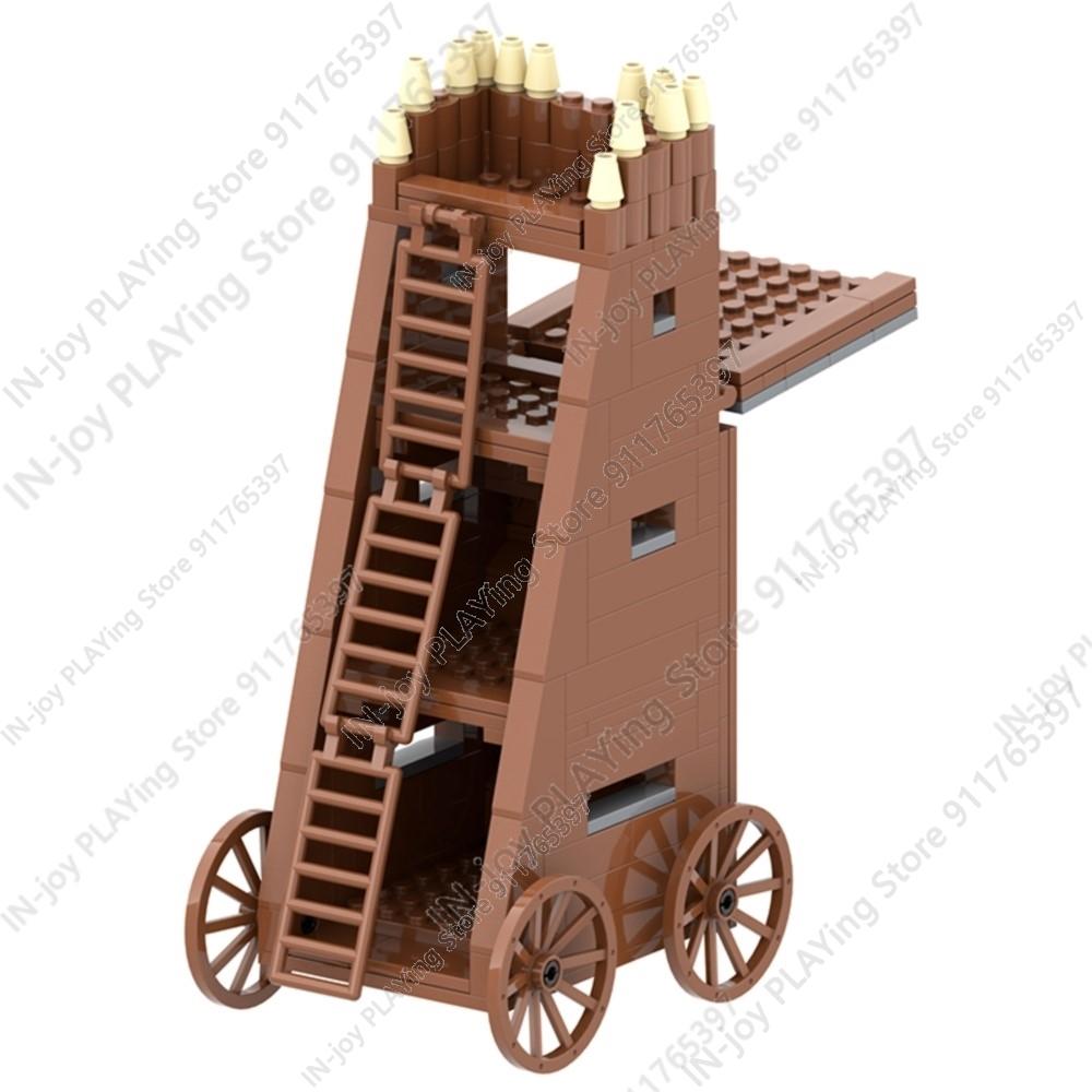 MOOXI Medieval Building Blocks Set Military War Castle Knight Carriage Crossbow Siege Vehicles Model MOC Bricks Toy For Boy Gift