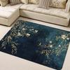 Minimalist Foliage And Flower Pattern Rendered Gaming Room Floor Mat, Bathroom, Living Room, Bedroom, Carpet, Home Decor