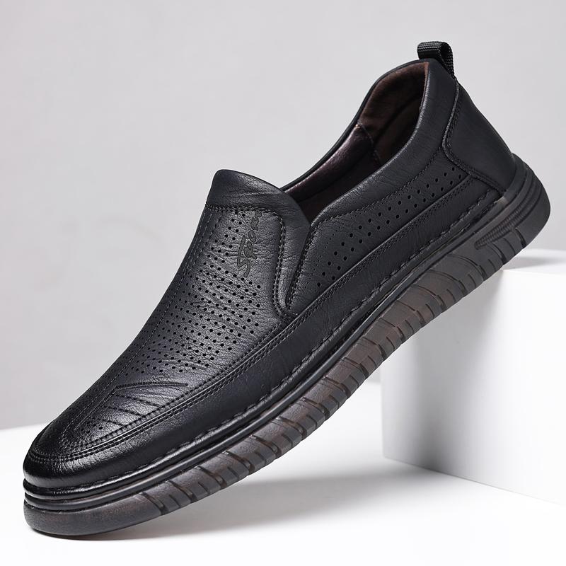FashionAmerican Style Man Casual Shoes Comfortable Fashion Luxury loafers Men Leather Shoes Summer Breathable Hollow Out Men Shoes