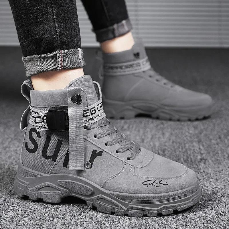 Fashion 2025 Men's Boots Boots Luxury Casual Safety Shoes Men Motorcycle Booties for Men High Ankle Walking Shoes Leather Boots Botas