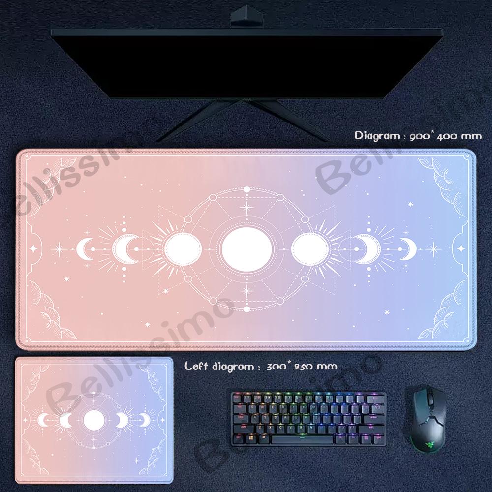 XXL Gradient Tarot Mouse Pad PC Large Gaming Mousepad Astrology Black White Mousemat Aesthetic Celestial Moon Phases Deskmat HD