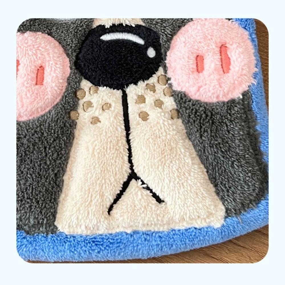 Durable Cute Dog Hand Towel Coral Fleece Soft Toilet Handkerchief Thickened Strong Water Absorption Washcloth Kitchen