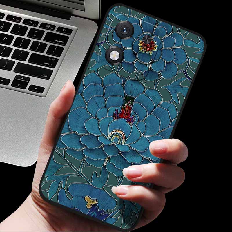 For Honor X70i 5G ABR-AN00 3D Relief Flower Emboss Soft Silicone Back Cover For Honor X70i X70i 5G Relief Emboss Case Honor X70i