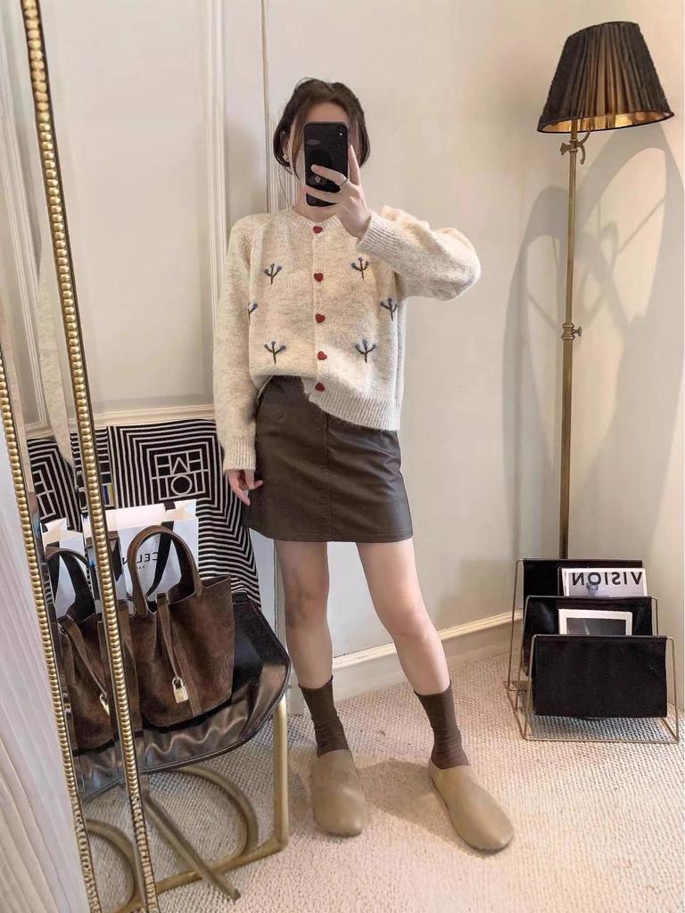 Exquise Retro Gebreid Vest met Liefdeshartknoop voor Dames