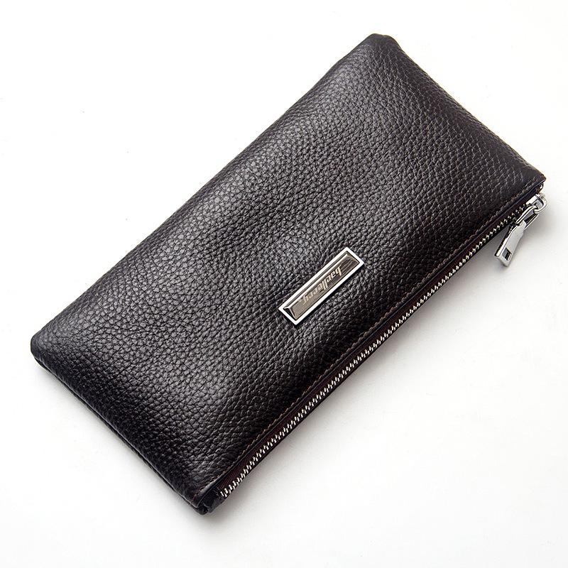 

Wallet Men s Long Leather Wallet Zipper Cowhide Thin Youth Retro Clutch темно-коричневого кольору