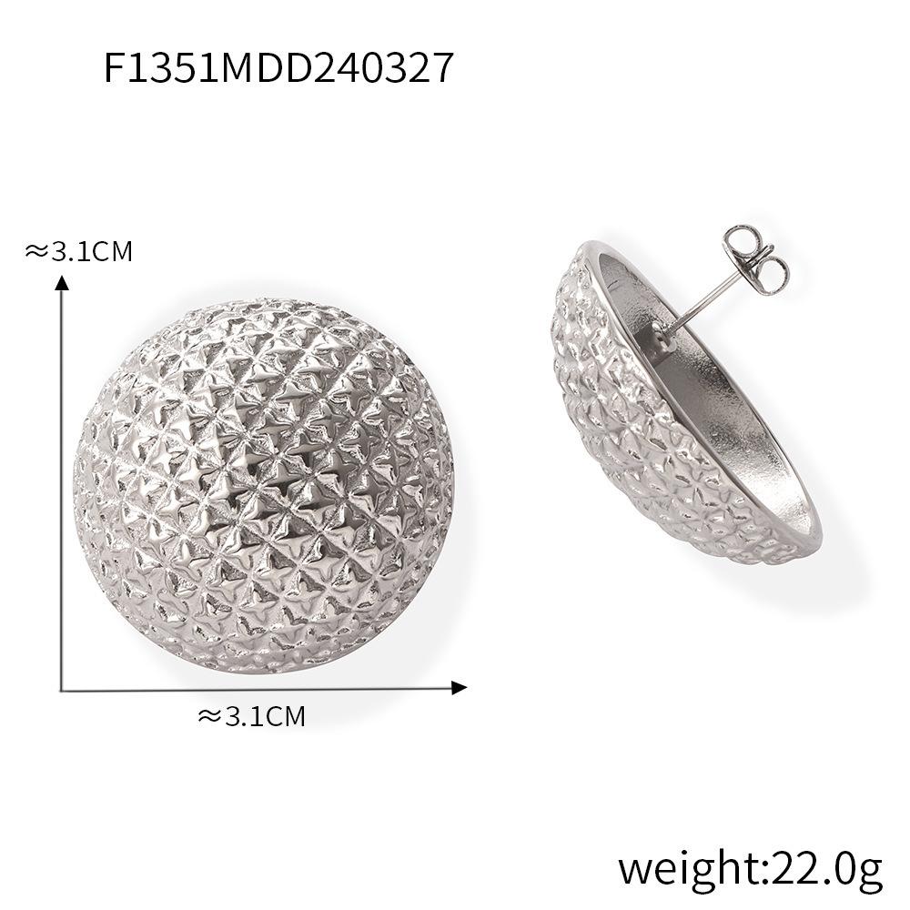 

Ретро элегантные круглые клетчатые титановые стальные серьги женские металлические серьги-гвоздики преувеличенные простые универсальные серьги