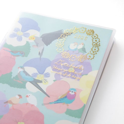 Midori Pocket Diary Notebook 2025 Slim Monthly Bird Pattern 22300006 (Starting from January 2025)