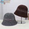 New Retro Jacquard Knitted Bucket Hat Autumn and Winter Versatile Face Small Wool Warm Simple Temperament Bucket Hat